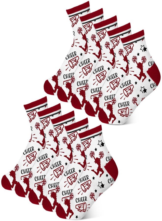 Maiteenly 24 Pairs Ankle Cheer Socks Cheerleading Team Cheerleader Socks for Women Girls Cheer Accessories Gifts (Red) - Image 1